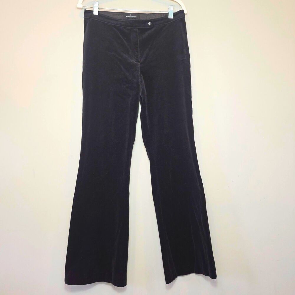MODA International Black Velvet Trousers Stovepipe Sz10 Fall Transitional Casual